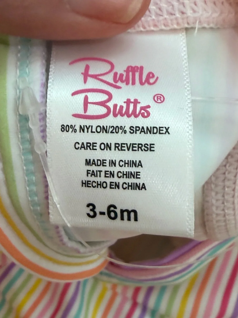 NWT RuffleButts Colorful Rainbow Stripe Long Sleeve Rash Guard Swimsuit 3-6M